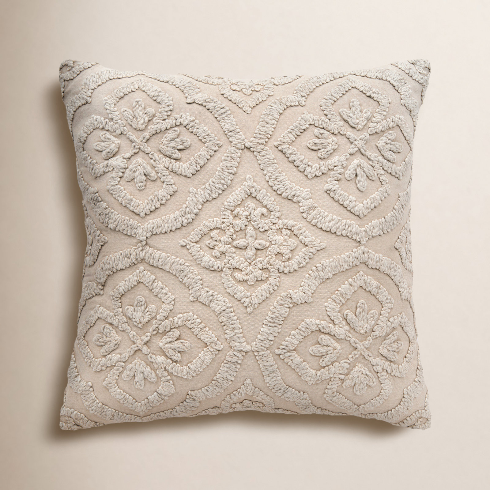 Brittania Throw Square Pillow Cover & Insert, Beige