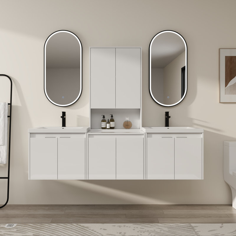 White Double Sink Vanity Set