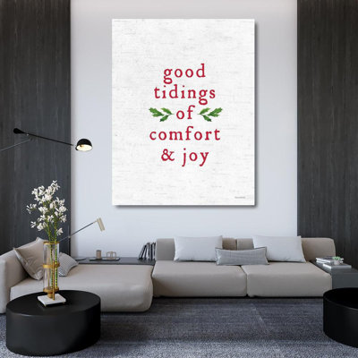 Red Barrel Studio® Lettered and Lined Gallery Wrapped Canvas Art Titled: Good Tidings of Comfort And Joy