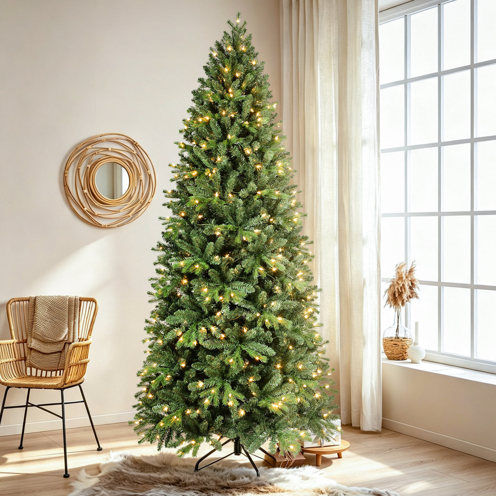 Pencil 9' Pre-Lit Spruce Christmas Tree, 6'