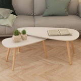Shebria vidaXL Nesting Coffee Table, Side Tables with Solid Pine Wood Legs, Scandinavian Style