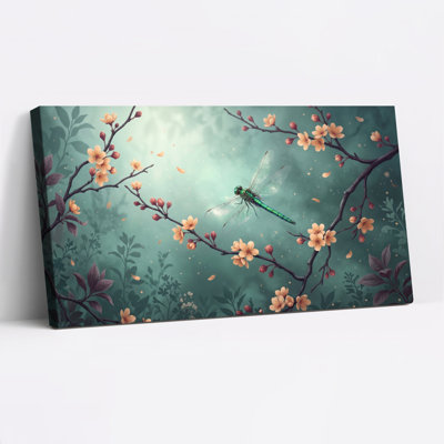 Ensemble de 1 tableau sur toile Libellule Fleur