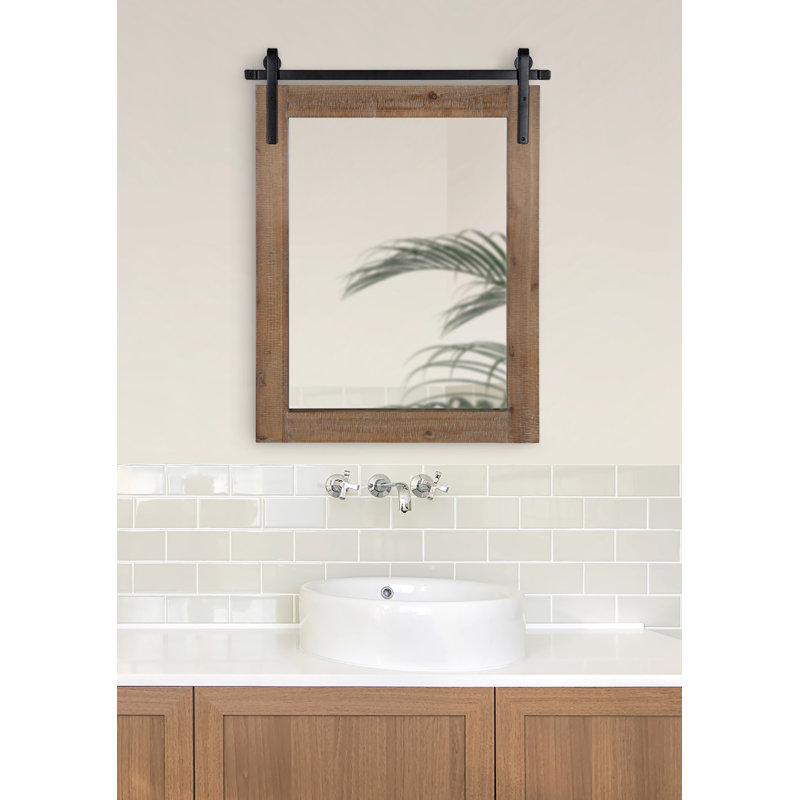 Dayanah Modern Farmhouse Distressed Accent Mirror, 30.25" x 24", Rustic Brown