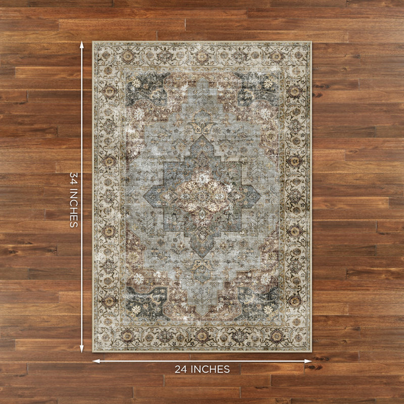 Washable Oriental Indoor Rug, Rectangle 2' x 2'10"