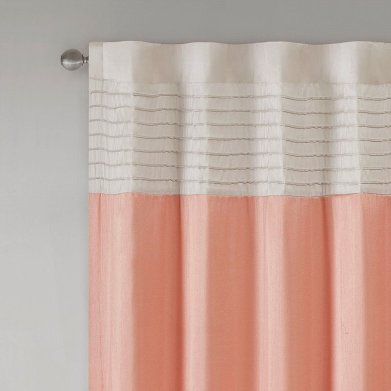 Polyoni Pintuck Curtain Panel(Only 1 Pc Panel), Orange Multi