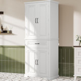 Bathroom Floor Storage Cabinet With Adjustable Shelf, Freestanding Storage Organizer With Doors And Drawer