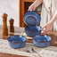 vancasso 4 Piece Blue Ceramic Bowl Set,Kiln-Fired Bowls,25oz