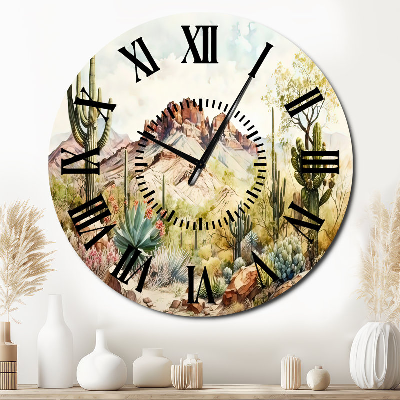 Arizona Desert III - Horloge murale Southwestern, Surdimensionné