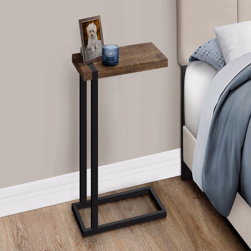 Table d'appoint, en forme de C, bout, côté, stratifié brun Snack, contemporain, moderne, Brun