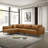Pluie 117" W Mid Century Modern Leather Cozy Sectional Sofa-106255949