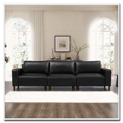 112" Luxury PU Leather Sofa