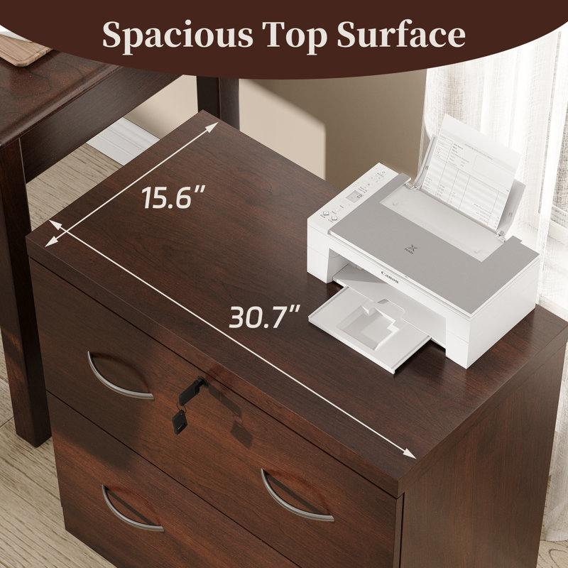 2-Drawer Home Office File Cabinet With Lock, Lateral Filing Cabinet For  For Letter/Legal/A4 Size File Folders, Brown
