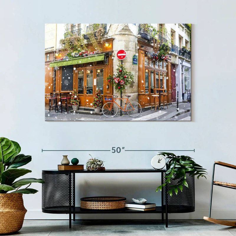 Noël au café français, H 32 po x l 48 po