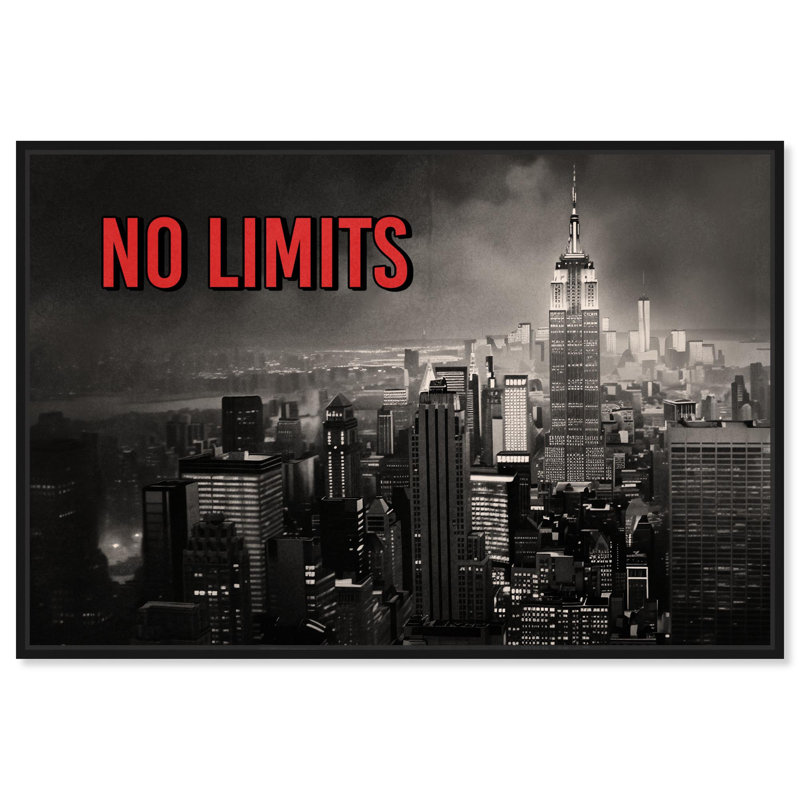 «No Limits City» par Art Remedy, H 11 po x l 16 po, Noir, Cadre flottant