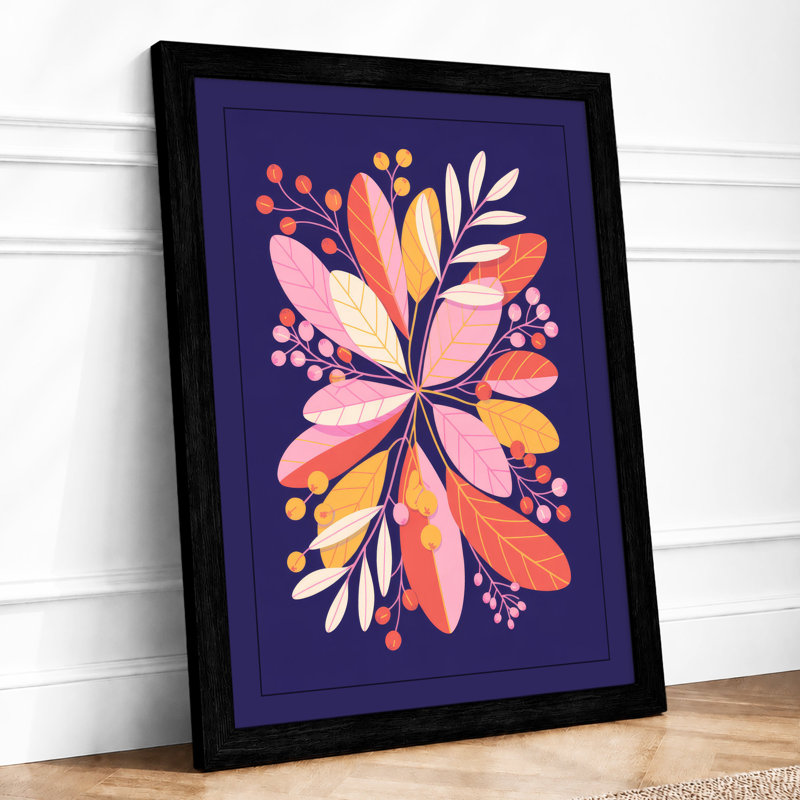 Radial Bloom Botanical - Framed Print, A2 - 59.4 x 42.0 cm, Black