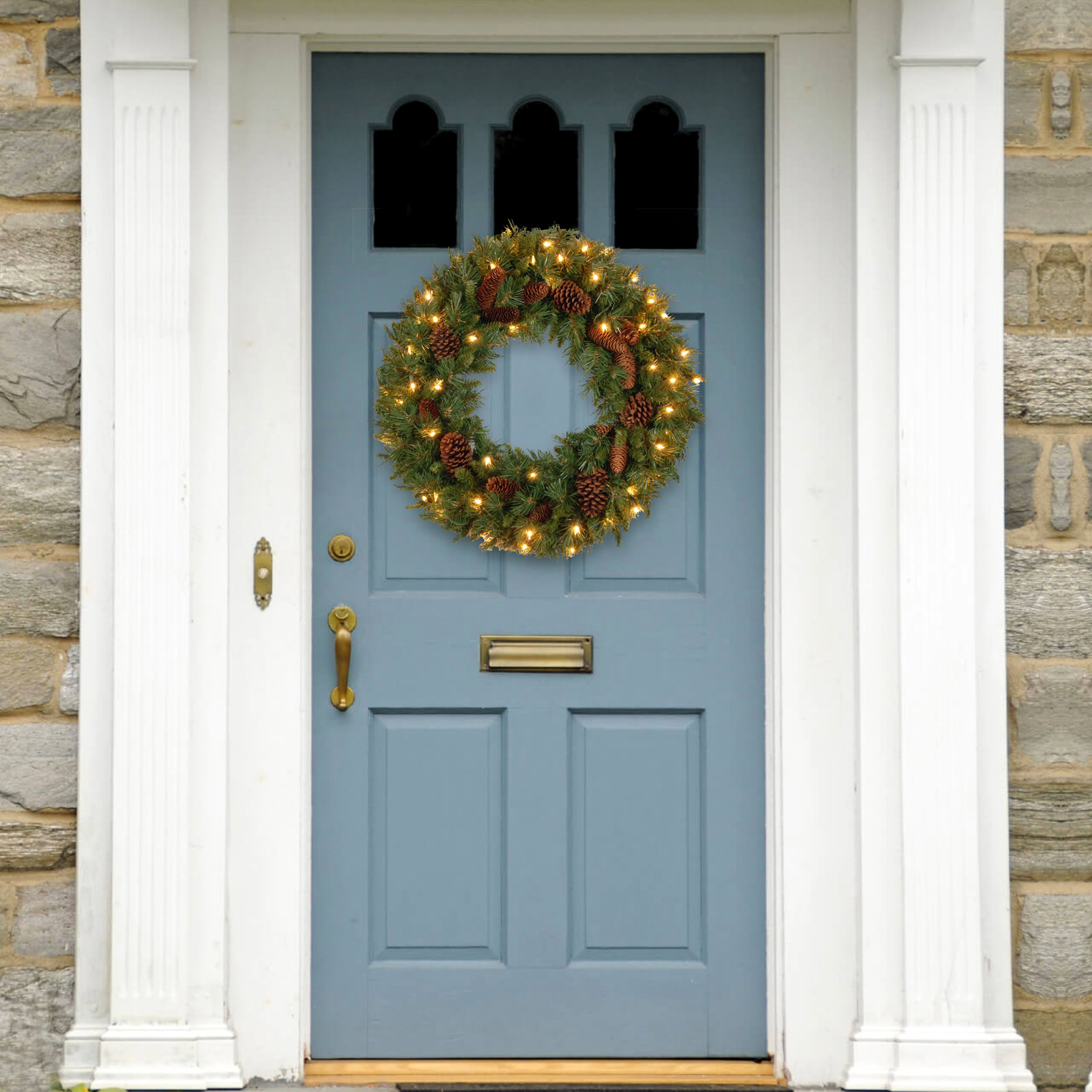 Pinecone Pre-Lit Wreath, 24"