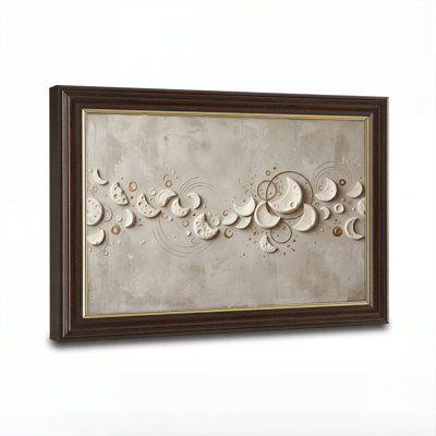 Art mural antique sur toile encadré doré pour le salon, la chambre à coucher, le bureau ou le vestibule - Décoration murale décorative avec vagues abstraites