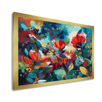 Rogar Red Vibrant Garden Symphony I - Floral Canvas Print Wall Art