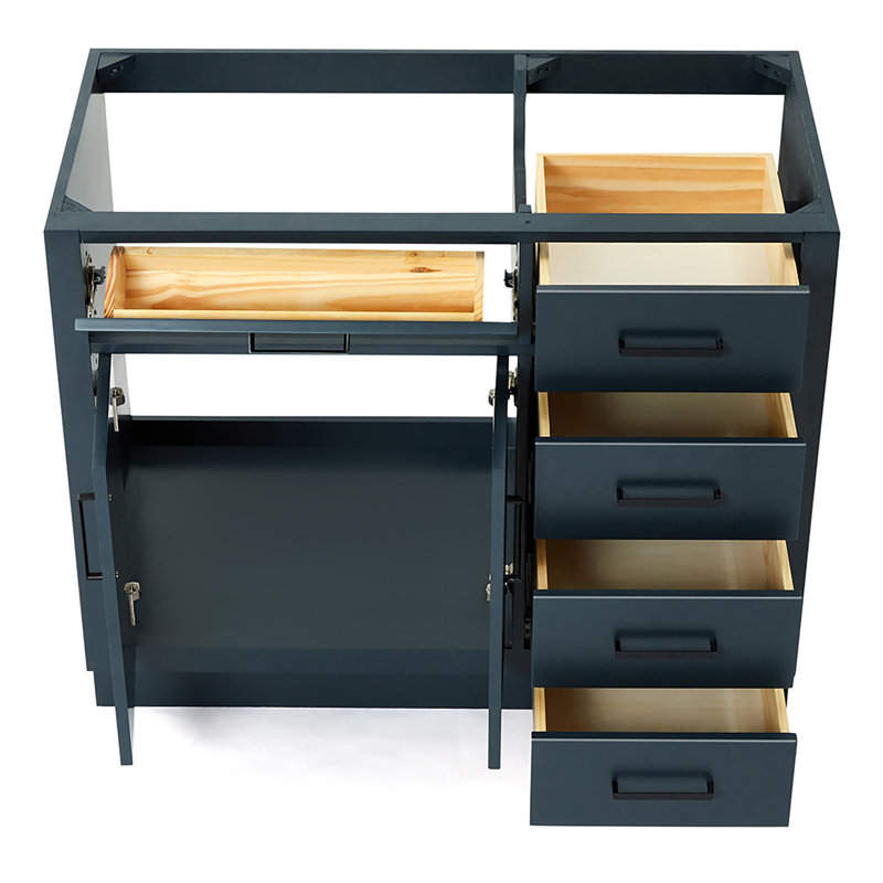 42" Single Bathroom Vanity Base only, Matte Black, Midnight Blue