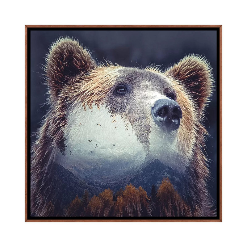 Bear 1 Piece Wall Art on Canvas, 45.72 cm H x 45.72 cm W, Classic Brown Wood Framed
