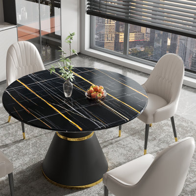 46.85''Faux Marble Top Metal Base Round  Dining Table