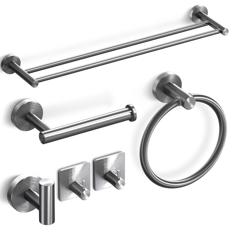 6 - Piece Bathroom Hardware Set, Silver