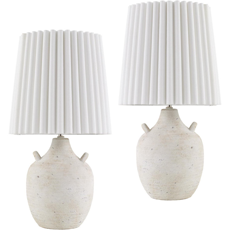 Lampe de table Camilly, Base crème / abat-jour blanc
