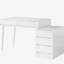 Bureau 39,37 pouces blanc brillant moderne avec 5 tiroirs et support pour imprimante, ordinateur de bureau réversible et coiffeuse pour petits espaces