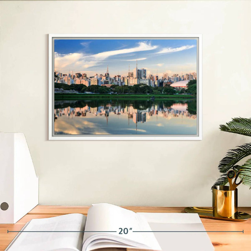 Horizon du parc d'Ibirapuera, Cadre flottant blanc, 13 po x 9 po