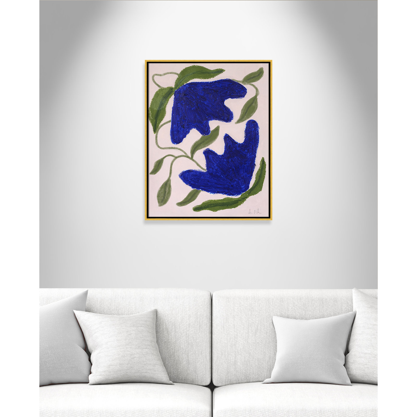 Blue Anemones No. 02 Print by Camilla Bergqvist, 29.5" H x 23.5" W, Gold