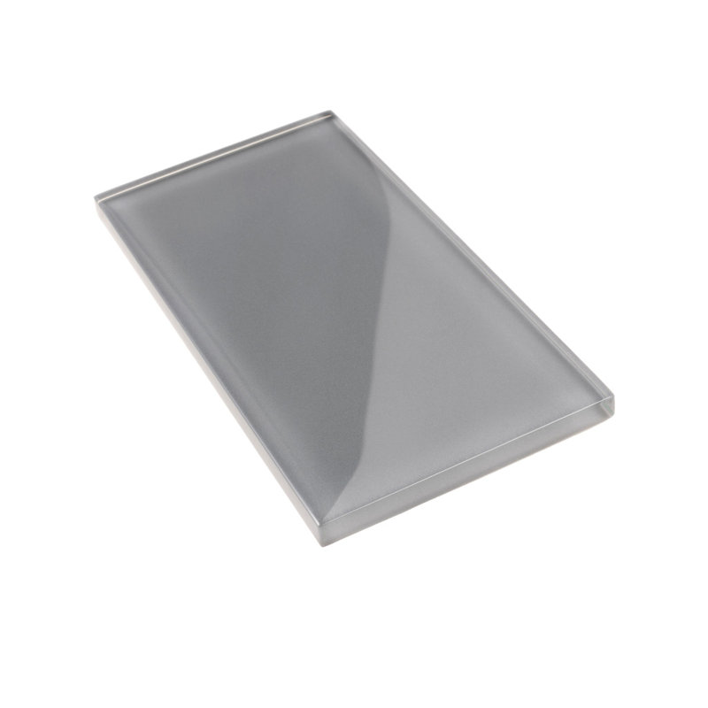 3"X 6" Polished Glass Subway Tile, Dark Gray