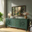 Meubles télé et centres multimédias de style ferme vert antique avec rangement, 141 cm (55,5 pouces) en MDF de bois-1157940932