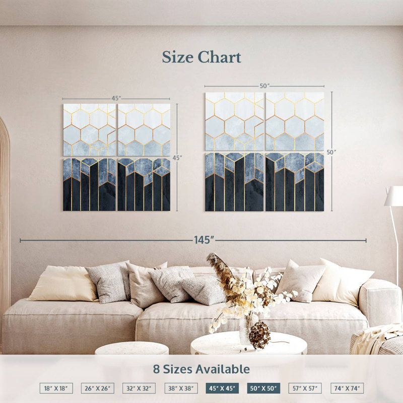 Avery Soft Blue Hexagons, 45'' H x 45'' W