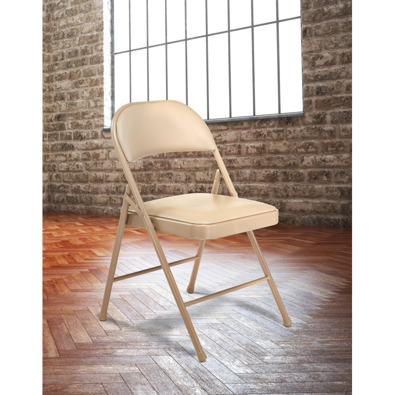Chaise pliante rembourrée en vinyl Commercialine, Beige
