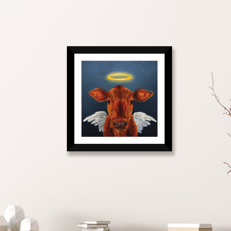Sainte vache, art encadré, Papier encadré noir, H 16 po x l 16 po x p 1 po