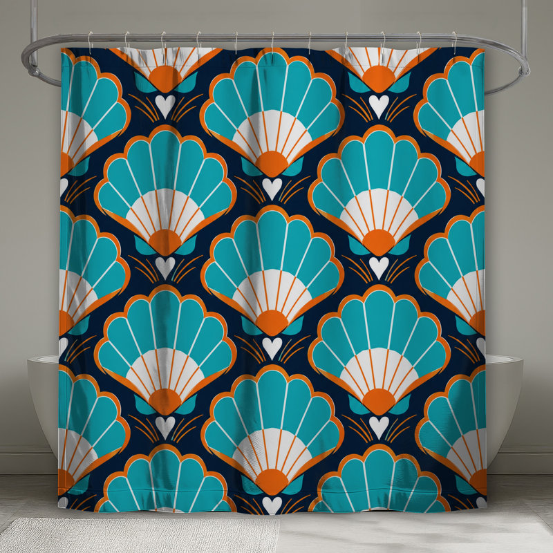 Rideaux de douche bleu / orange, L 70 po x H 93 po