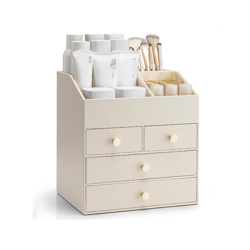 Makeup Organiser, Large Capacity Dressing Table Organiser,Cosmetic Organiser with 4 Drawer, Beige