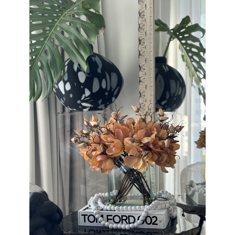 Magnolia Arrangement in Vase, Orange