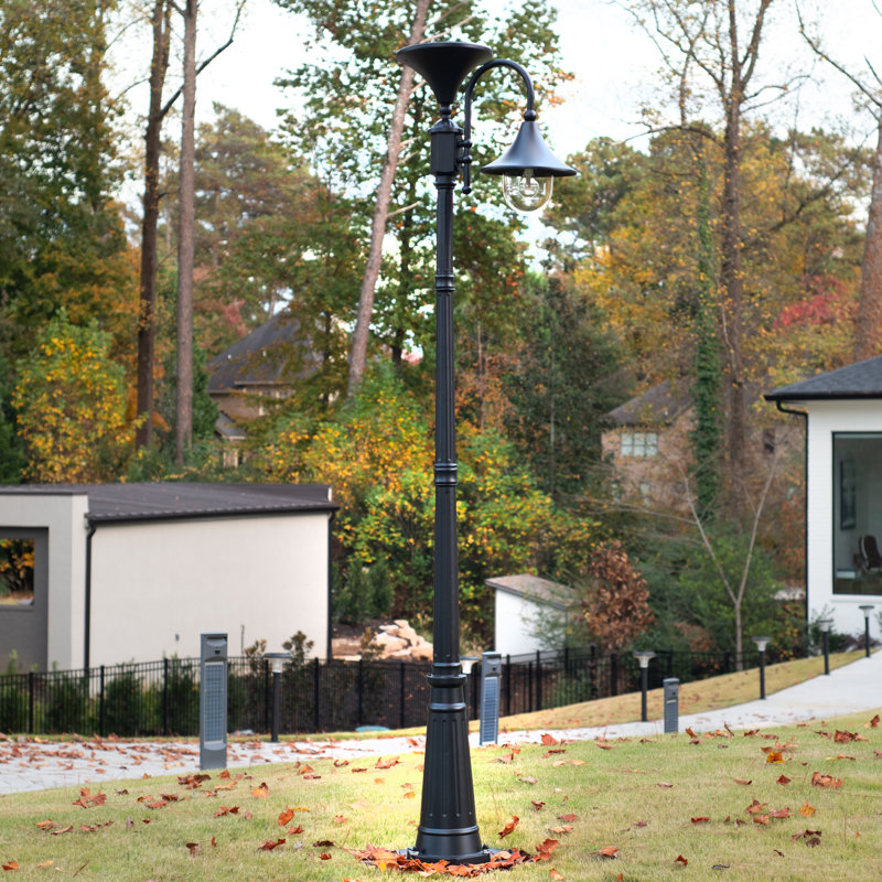 No Digging or Wiring Everest Solar Lamp Post- Black Finish, Black