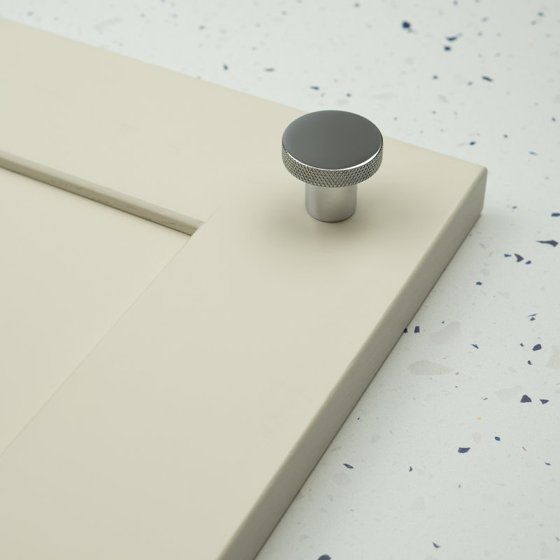 Polished Chrome Knurled Edge Disc Knobs, 30mm Knob