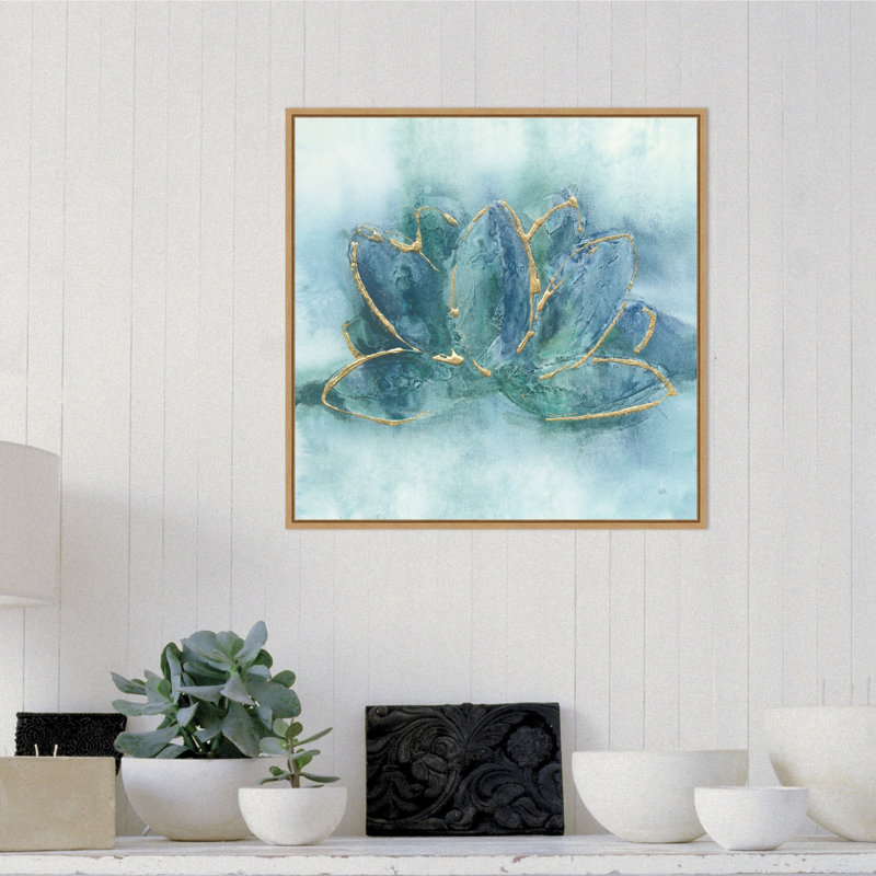 «Buddha Lotus» par Chris Paschke - reproduction sur toile flottante, H 22 po x l 22 po x P 1,875 po, Encadrement brun