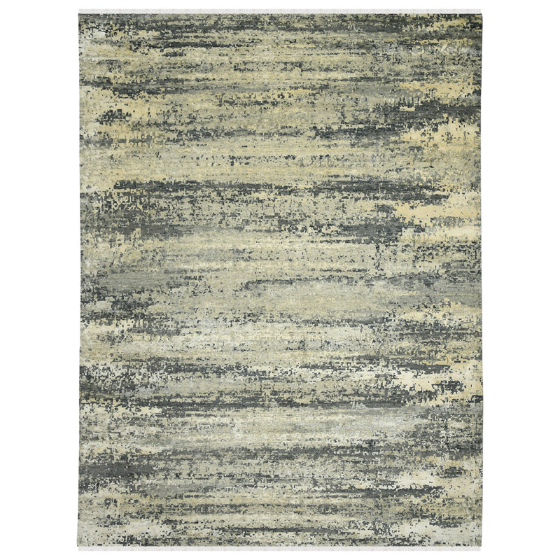 Mystique Wool Abstract Area Rug in Gray, Rectangle 8' x 10'