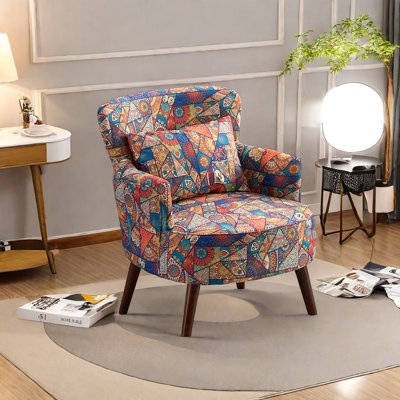 Jacquard Fabric Chair with solid wood Legs
