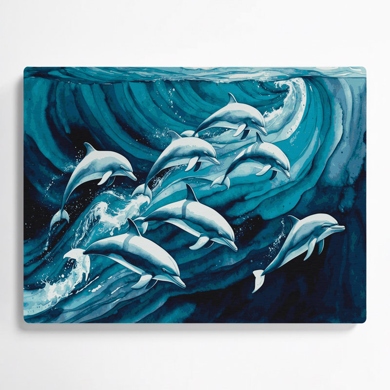Art mural en métal "Dauphins nautiques", H 20 po x l 24 po