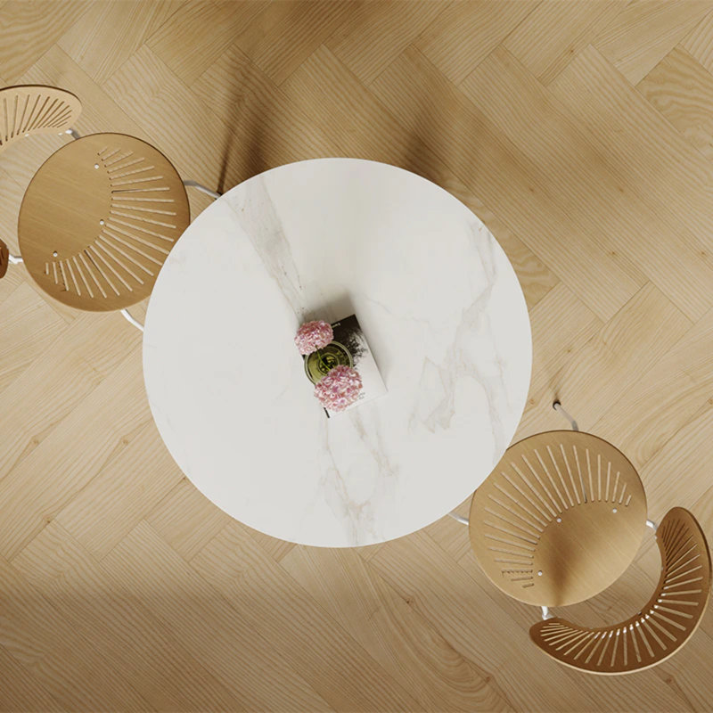 Nordic 39.4 Inch Round Dining Table with 3 Legs for Small Spaces