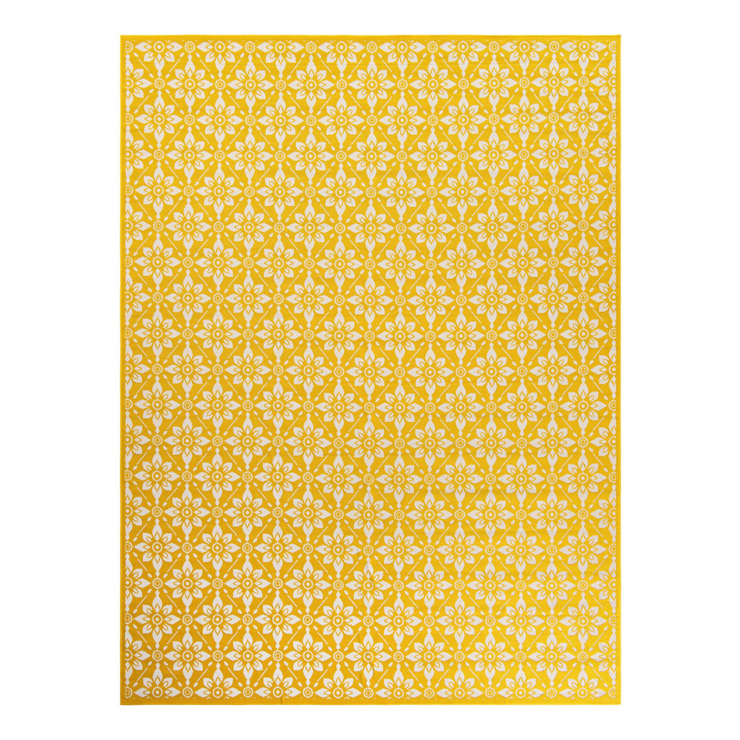 Outdoor Trellis Floral Indoor / Outdoor Rug Unique Loom Rug 