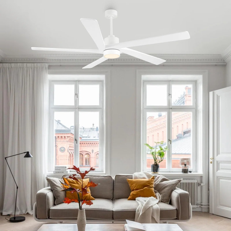 Avagail 54-inch 4-Blades Indoor Ceiling Fan with Remote, White, 54" Wide, White