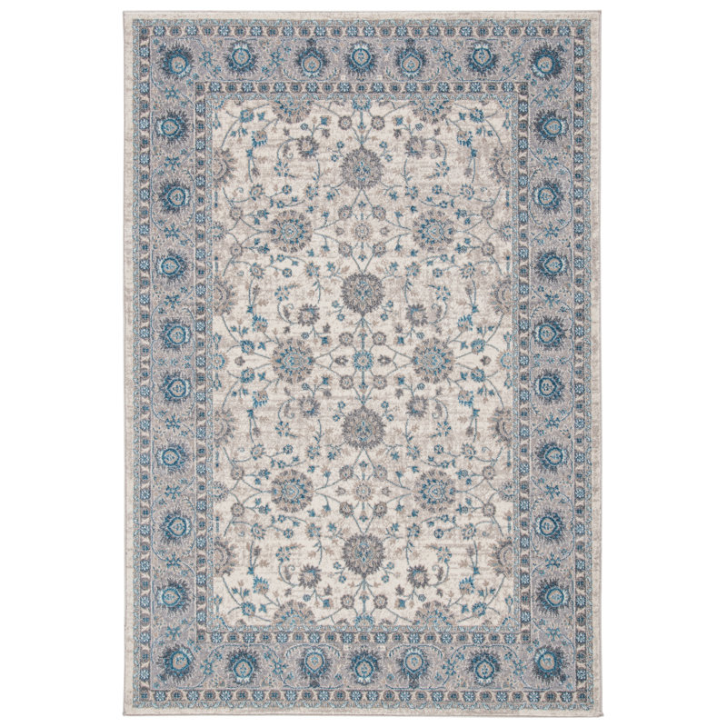Eileen Oriental Ivory/Blue Area Rug, Rectangle 5'1" x 7'7"