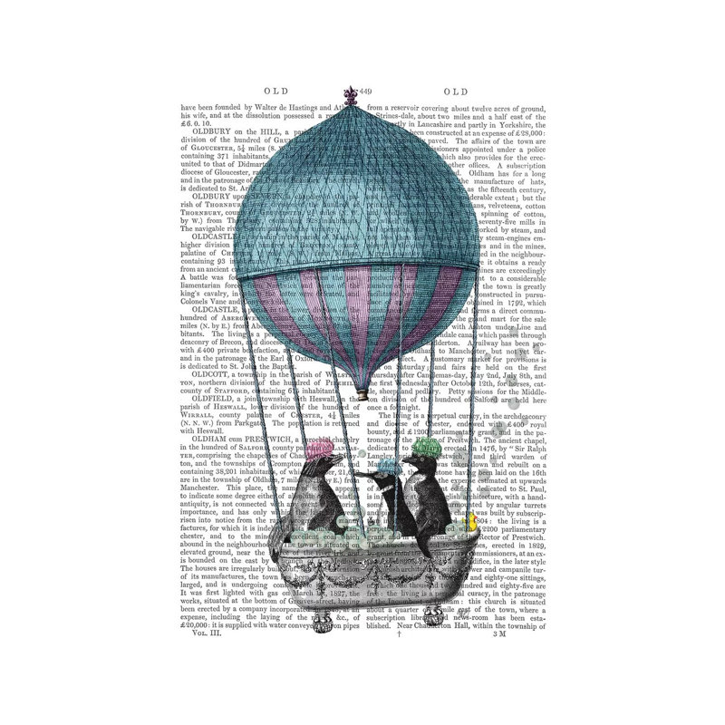 Penguins In Balloon Bath Book Print by Fab Funky - Wrapped Canvas Gallery-Wrapped Canvas Giclée, 20.32 cm H x 30.48 cm W