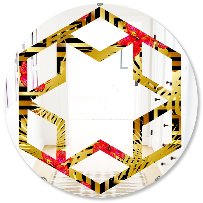 Miroir mural Hexagon Star, 23,6 po x 23,6 po, Motif tropical de luxe I